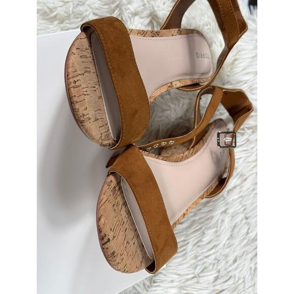 Torrid Shoes Womens Size 11W Brown Cognac Cork Mini Wedge Sandals Ankle Strap - Picture 6 of 9
